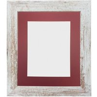 Frames & Mirrors 4U Metro Distressed White Frame with Red Mount for Image Size 5 x 3.5 Inch