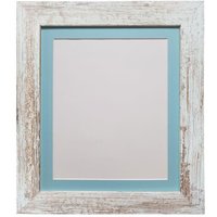 Frames & Mirrors 4U Metro Distressed White Frame with Blue Mount for Image Size 4.5 x 2.5 Inch