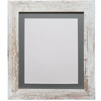 Frames & Mirrors 4U Metro Distressed White Frame with Dark Grey Mount for Image Size 6 x 4 Inch