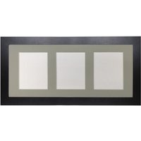 Frames & Mirrors 4U Metro Black Frame with Light Grey Mount for 3 Image Sizes 7 x 5 Inch