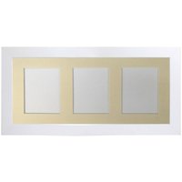 Frames & Mirrors 4U Metro White Frame with Ivory Mount for 3 Image Sizes 7 x 5 Inch