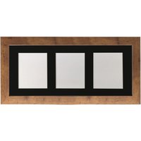 Frames & Mirrors 4U Metro Vintage Wood Frame with Black Mount for 3 Image Sizes 7 x 5 Inch in Walnut