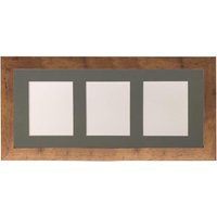 Frames & Mirrors 4U Metro Vintage Wood Frame with Dark Grey Mount for 3 Image Sizes 7 x 5 Inch in Walnut