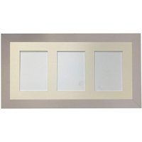 Frames & Mirrors 4U Metro Light Grey Frame with Ivory Mount for 3 Image Sizes 7 x 5 Inch