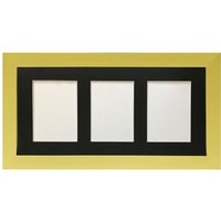 Frames & Mirrors 4U Metro Gold Frame with Black Mount for 3 Image Sizes 7 x 5 Inch