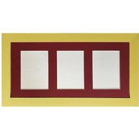 Frames & Mirrors 4U Metro Gold Frame with Red Mount for 3 Image Sizes 7 x 5 Inch