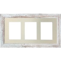 Frames & Mirrors 4U Metro Distressed White Frame with Ivory Mount for 3 Image Sizes 7 x 5 Inch