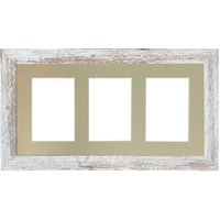 Frames & Mirrors 4U Metro Distressed White Frame with Light Grey Mount for 3 Image Sizes 7 x 5 Inch