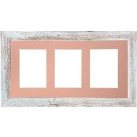 Frames & Mirrors 4U Metro Distressed White Frame with Pink Mount for 3 Image Sizes 7 x 5 Inch