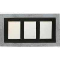 Frames & Mirrors 4U Metro Mineral Grey Frame with Black Mount for 3 Image Sizes 7 x 5 Inch in Mid Grey
