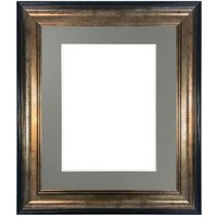 Frames & Mirrors 4U Scandi Black & Gold Frame with Dark Grey Mount for Image Size A3