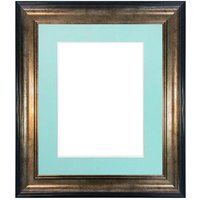 Frames & Mirrors 4U Scandi Black & Gold Frame with Blue Mount for Image Size 12 x 8 Inch