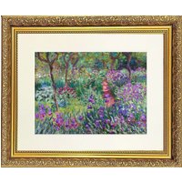 Frames & Mirrors 4U Garden 1 Mounted & Framed Print in Gold Dahlia Frame 14 x 12 Inch | Size: W14" x H12"