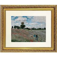 Frames & Mirrors 4U Fields Mounted & Framed Print in Gold Dahlia Frame 14 x 12 Inch | Size: W14" x H12"