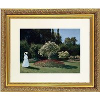 Frames & Mirrors 4U Garden 2 Mounted & Framed Print in Gold Dahlia Frame 91 x 71 CM | Size: W91 CM x H71 CM