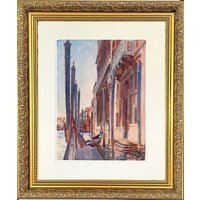 Frames & Mirrors 4U Gondolas Mounted & Framed Print in Gold Dahlia Frame18 x 14 Inch | Size: W18" x H14"