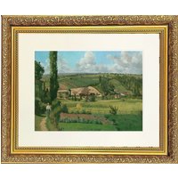 Frames & Mirrors 4U Landscape B1 Mounted & Framed Print in Gold Dahlia Frame 11 x 9 Inch | Size: W11" x H9"