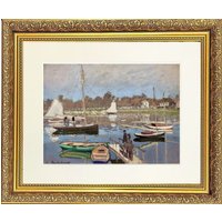 Frames & Mirrors 4U Green Boat Mounted & Framed Print in Gold Dahlia Frame 22 x 18 Inch | Size: W22" x H22"