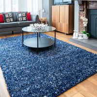 Soft Shaggy Rugs Deep Pile Fluffy Navy Blue Bedroom Carpet Mat cm x 230 cm