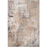 Greige Distressed Abstract Geometric Motif Rug cm x 170 cm