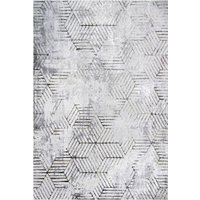 Gold Distressed Abstract Geometric Motif Rug Metallic Gold cm x 170 cm