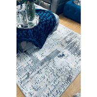 Silver Blue Grey Modern Abstract Distressed Area Rug Living Room Décor Blue cm x 330 cm