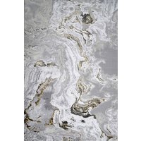 Gold Metallic Distressed Marble Rug Metallic Gold cm x 280 cm