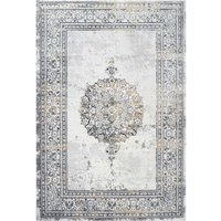 Gold Metallic Distressed Traditional Medallion Bordered Rug Metallic Gold cm x 230 cm