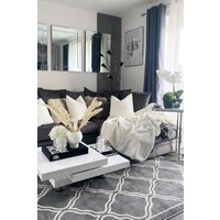 Modern Trellis Abstract Bordered Living Room Area Rug Mid cm x 290 cm