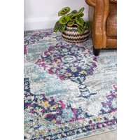 Grey Multicolour Traditional Medallion Bordered Living Area Rug cm x 230 cm