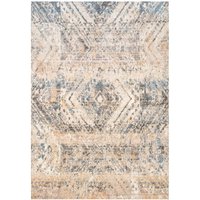 Kukoon Greige Distressed Diamond Area Rug in Beige | Size: 80 cm x 150 cm