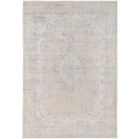 Neutral Distressed Traditional Medallion Non Slip Washable Low Pile Rug cm x 110 cm