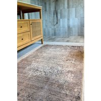 Washable Stain Proof Beige Distressed Vinatage Design Area Rug cm x 170 cm