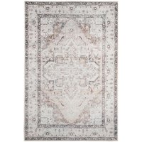 Greige Vintage Medallion Non Slip Washable Low Pile Rug cm x 240 cm