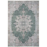 Green Vintage Medallion Non Slip Washable Low Pile Rug cm x 230 cm