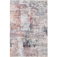 Neutral Multicolour Distressed Abstract Non Slip Washable Low Pile Rug cm x 330 cm