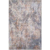Silver Metallic Distressed Abstract Non Slip Washable Low Pile Rug Metallics cm x 230 cm