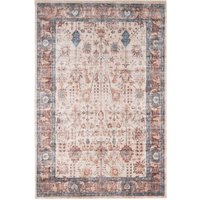 Beige Traditional Floral Bordered Non Slip Washable Low Pile Rug cm x 230 cm