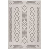 Aztec Tribal Textured Looped Pile Living Area Rug Cream cm x 280 cm