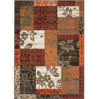 Terracotta Brown Traditional Patchwork Living Area Rug cm x 280 cm