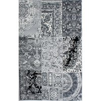 Grey Monochrome Traditional Patchwork Living Area Rug cm x 330 cm