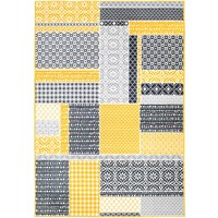 Ochre Grey Traditional Patchwork Area Rug cm x 150 cm