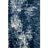 Navy Blue White Distressed Abstract Living Area Rug cm x 170 cm