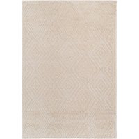 Silver Lined Abstract Living Area Rug Beige cm x 170 cm