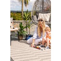 Outdoor Garden Patio Rug Beige Stripped Barbeque Area Camping Mat cm x 150 cm