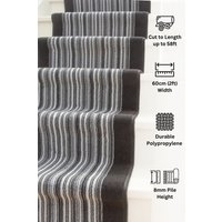 Kukoon Grey & Black Striped Cut to Measure Stair Carpet Runner Rug 60cm Wide | Size: 60 cm x 420 cm