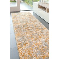 Super Soft Mottled Tonal Ochre & Grey Shaggy Long Hallway Runner Rugs cm x 240 cm