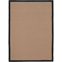 Natural Golden Beige Jute Micro Woven Herringbone Pattern Cotton Border Area Rug cm x 230 cm