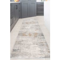 Kukoon Runner Rug Silver Grey Metallic Distressed Abstract Long Hallway Rugs | Size: 70 cm x 240 cm