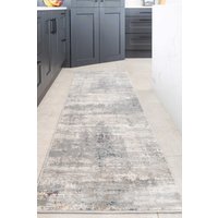 Runner Rug Silver Distressed Abstract Long Hallway Rugs cm x 240 cm